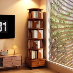Rotating Bookshelf, 360 Display Corner Bookshelf for Small Space, 6 Tier Bookcase Storage Rack with Wheels
