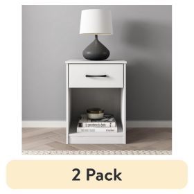 (2 pack)Ardent Nightstand with 1 Drawer, White