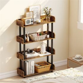 4-Tier Anti-Tipping Open Bookcase with Elevated Legs, Rustic Brown Display Rack for Home Office