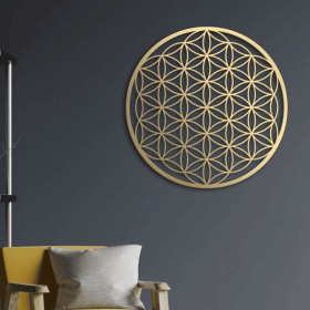 One-piece Flower of Life Metal Wall Decoration. Bedroom Wall Ornament.  Lotus Wall Artwork.  Floral