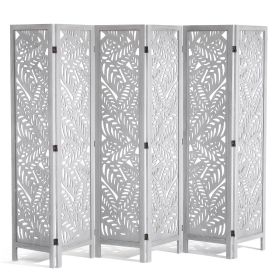 VEVOR Wood Room Divider, 6 Panel Wood Folding Privacy Screen, 66.9 Inches Tall Indoor Carved Partition Divider, Portable Decoration Screen