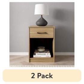 (2 pack)Ardent Nightstand with 1 Drawer, Euro Oak
