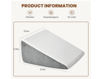 Wedge Pillow, Body Pillow , White& Grey (Option: 12Inch)