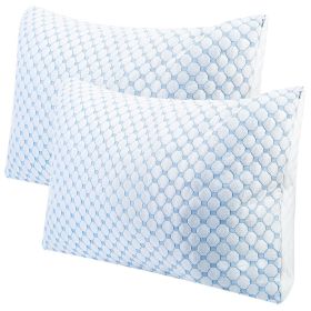 2 pieces Or 1 piece Cooling Memory Foam Pillow Ventilated Soft Bed Pillow With Cooling Gel Infused Memory Foam Machine Washable (Option: Queen-2Pcs)