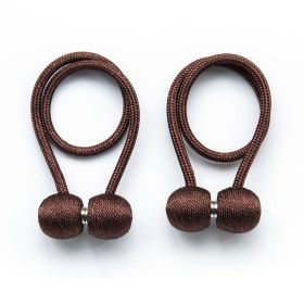 2Pcs Magnetic Curtain Ball Rods Accessories Backs Holdbacks Buckle Clips Hook Holder Home Decor Tiebacks Tie Rope Accessory (Color: Coffee)