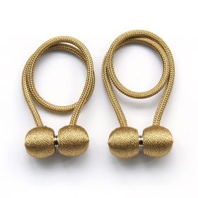 2Pcs Magnetic Curtain Ball Rods Accessories Backs Holdbacks Buckle Clips Hook Holder Home Decor Tiebacks Tie Rope Accessory (Color: golden)