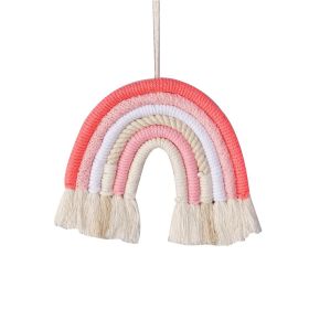 1pc Vibrant Rainbow Macrame Wall Hanging - Stunning Home Decor for Bedroom, and More (Color: Pink)