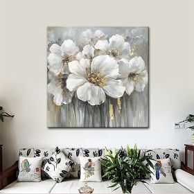 Hand Painted Oil Paintings Hand Painted Square Floral / Botanical Bedroom Luxurious Decorative Painting (Style: 01, size: 60x60cm)