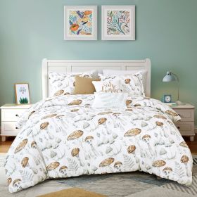 6 Piece Brown Mushroom Print Comforter Set Queen King Size (size: QUEEN)