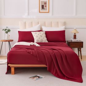 Three-piece sheet set (Color: wine red)