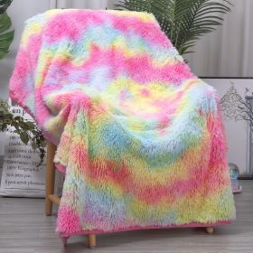 1 Pc Shaggy Blanket Plush Faux Fur Blanket For Bed Sofa Ultra Soft Luxury  Blanket Rainbow Colorful Blanket for all seasons (Color: Pink, size: 130x160cm)